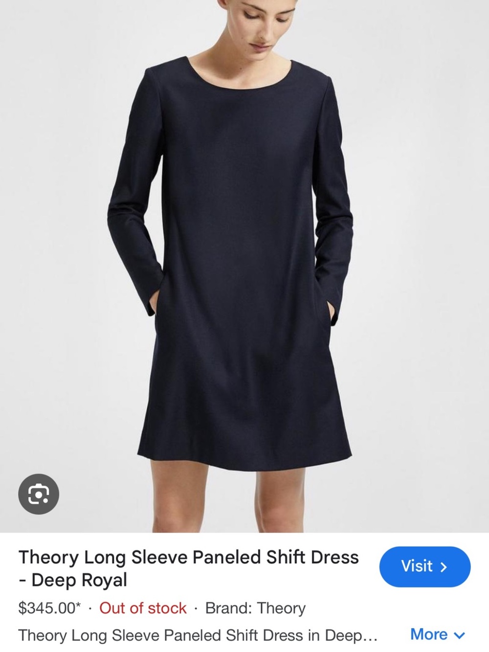 Theory round neck 3/4 sleeve black dress